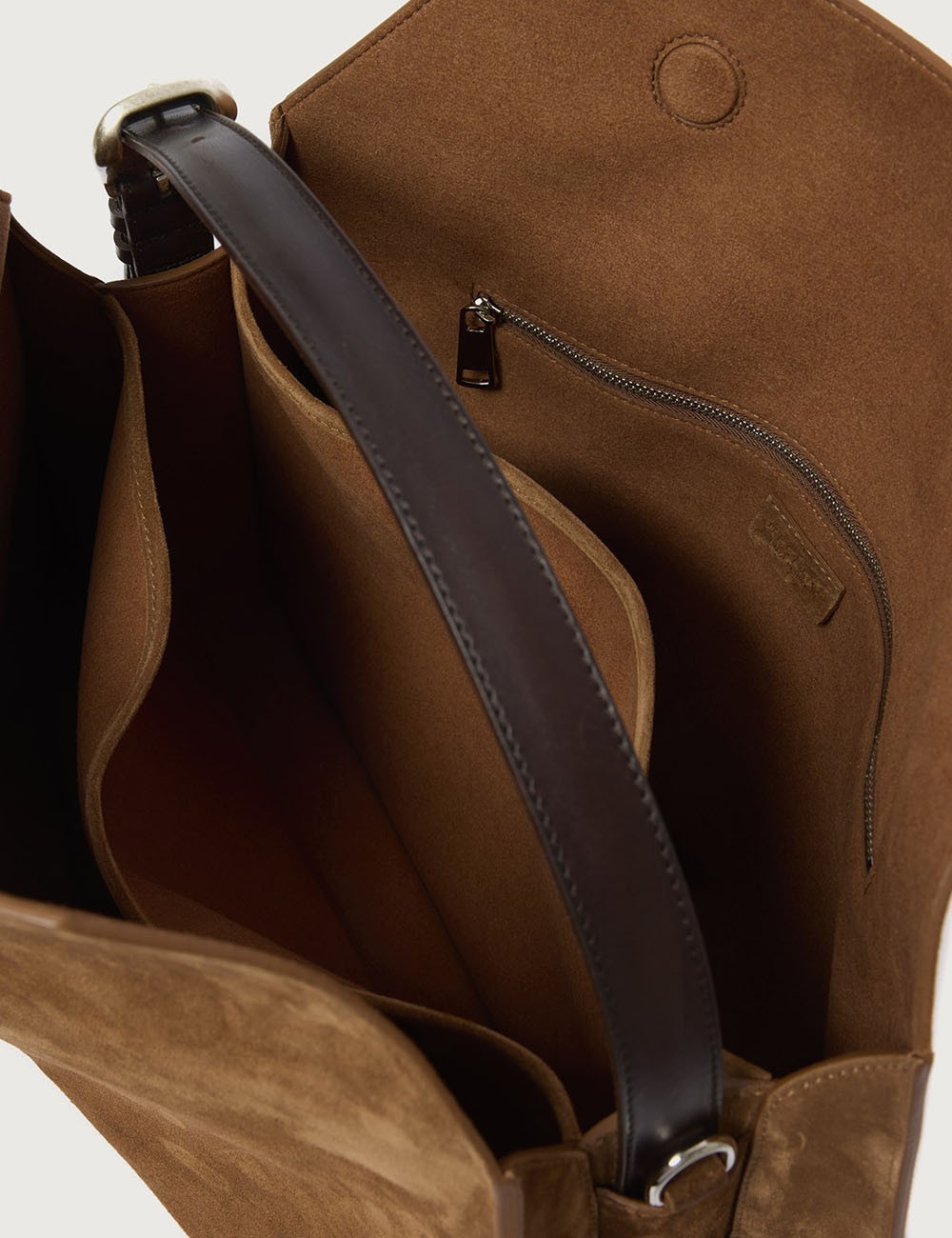 Trinity Peach Large suede shoulder bag brown