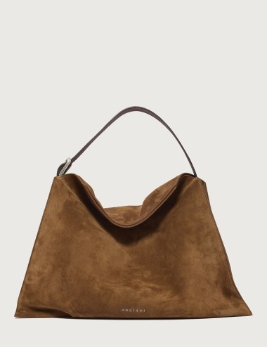 Trinity Peach Large suede shoulder bag brown