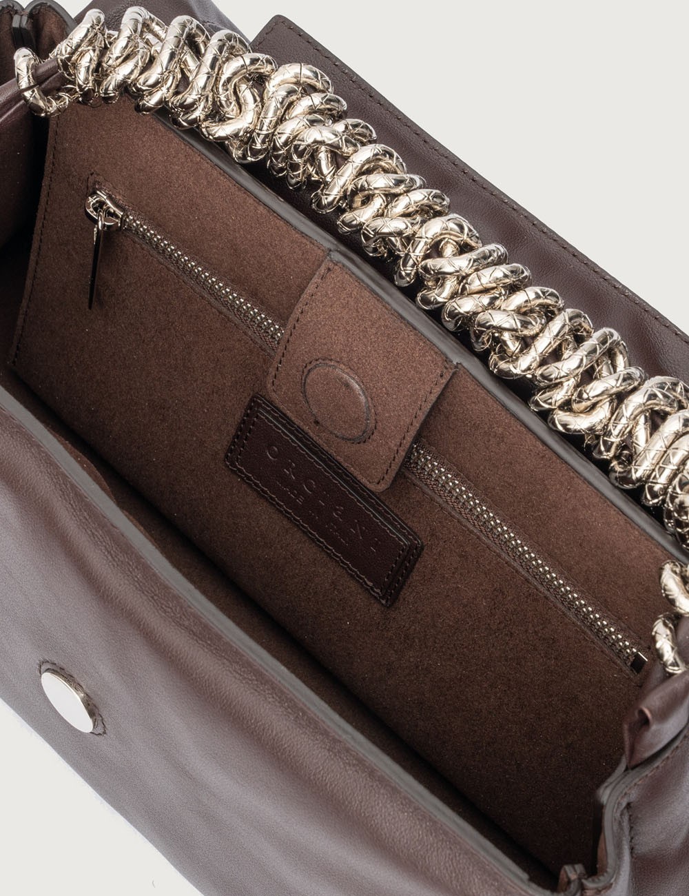 Sveva Longuette Nappa Bold padded leather shoulder bag chocolate