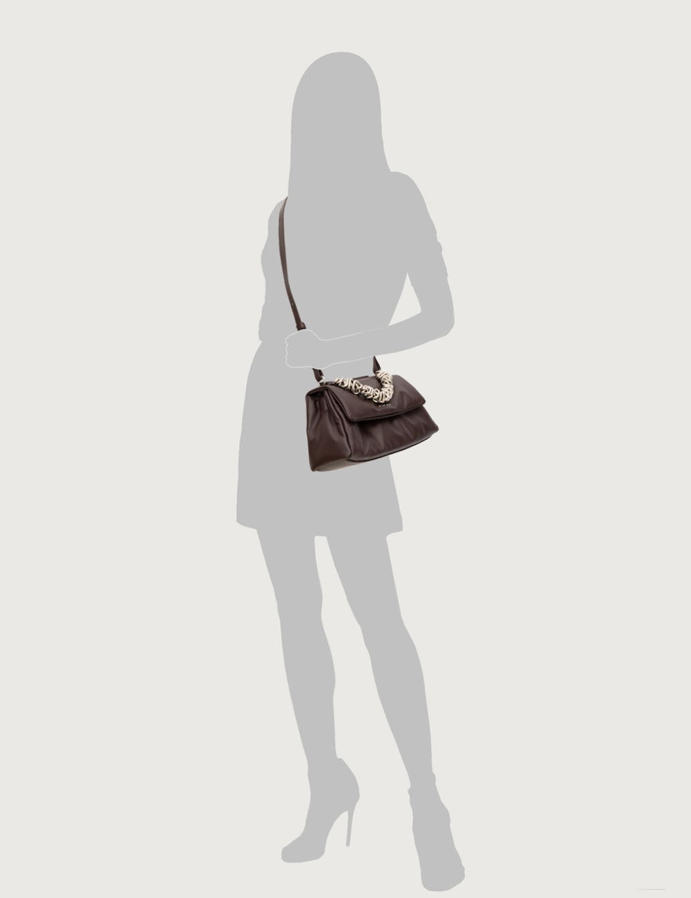 Borsa Sveva Longuette Nappa Bold a spalla in nappa imbottita cioccolato