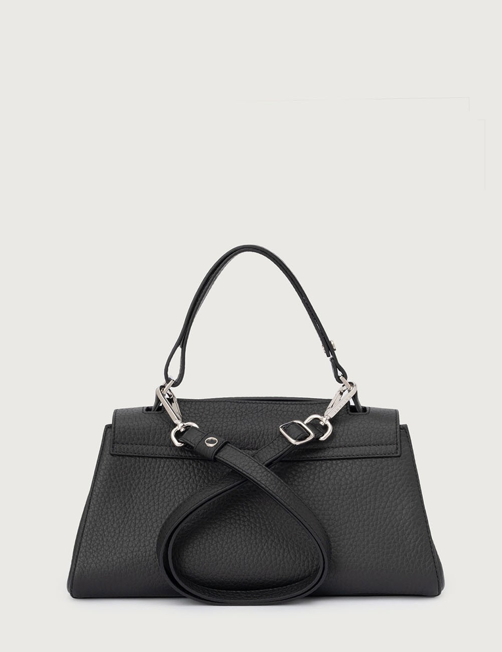 Sveva Longuette Soft leather handbag with strap black