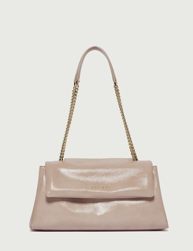 Sveva Vinly Longuette naplack leather shoulder bag pink