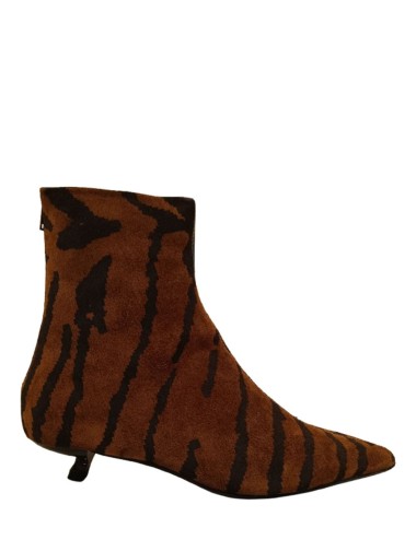 Stivaletto in pelle Genoa abstract print cognac