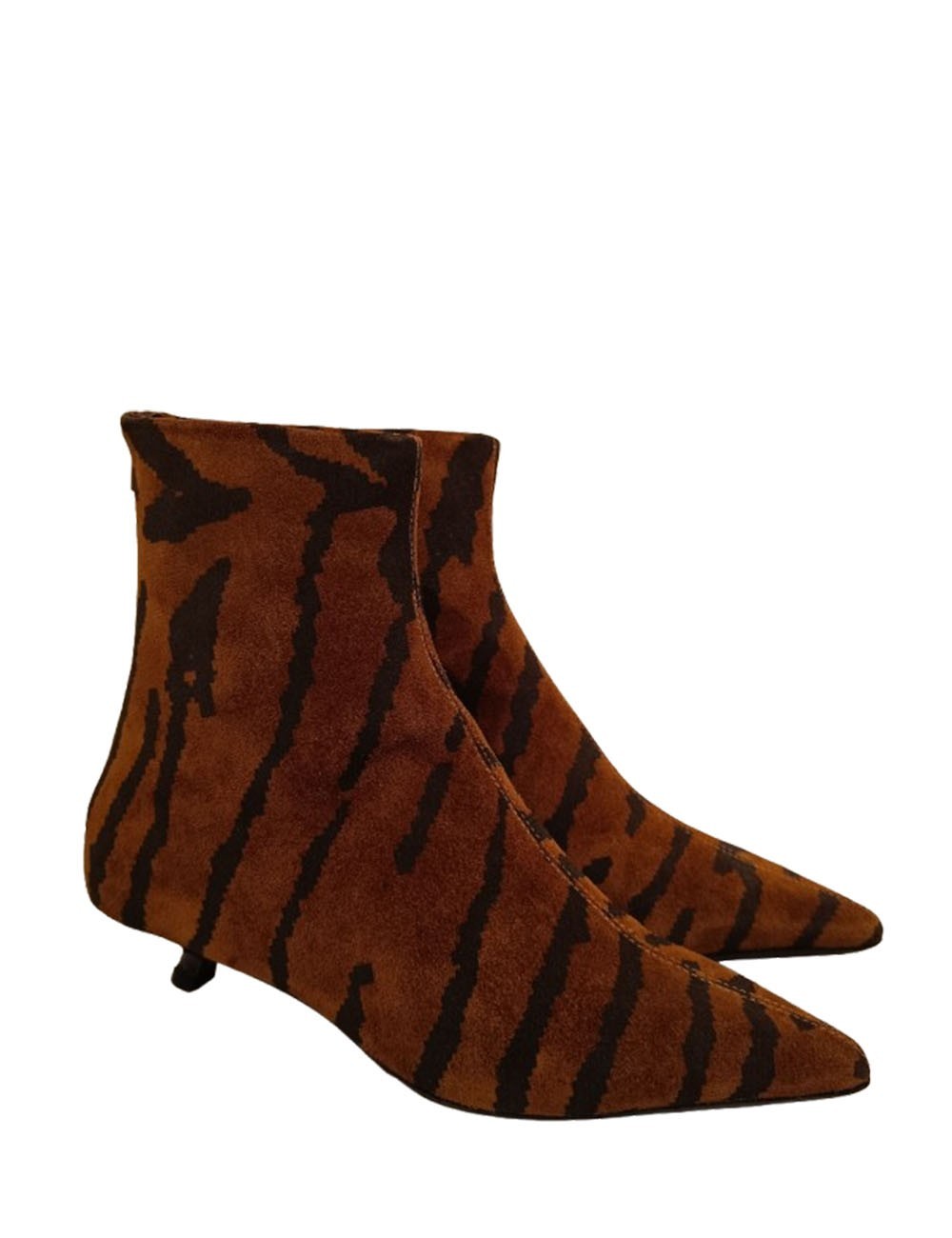 Stivaletto in pelle Genoa abstract print cognac