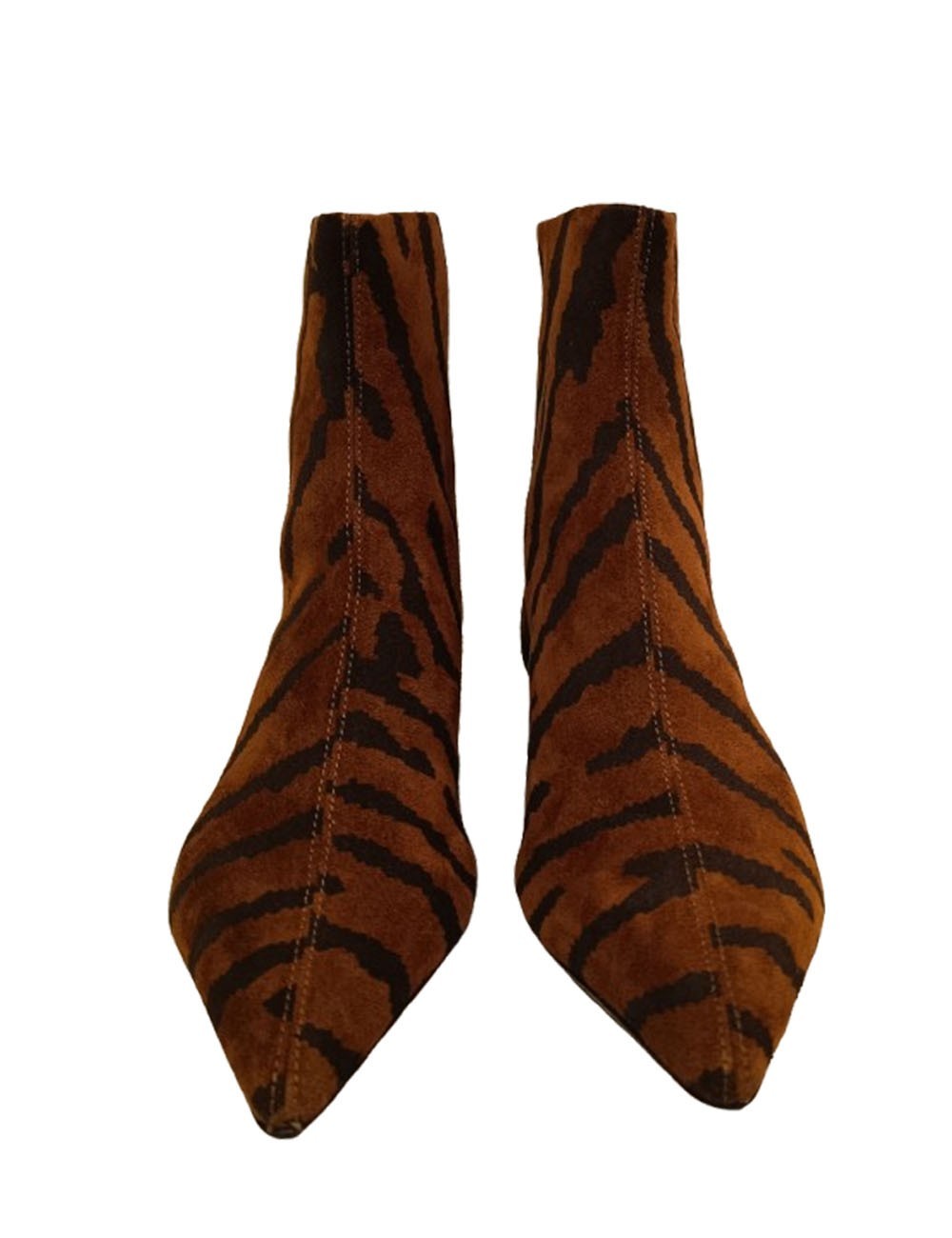 Stivaletto in pelle Genoa abstract print cognac