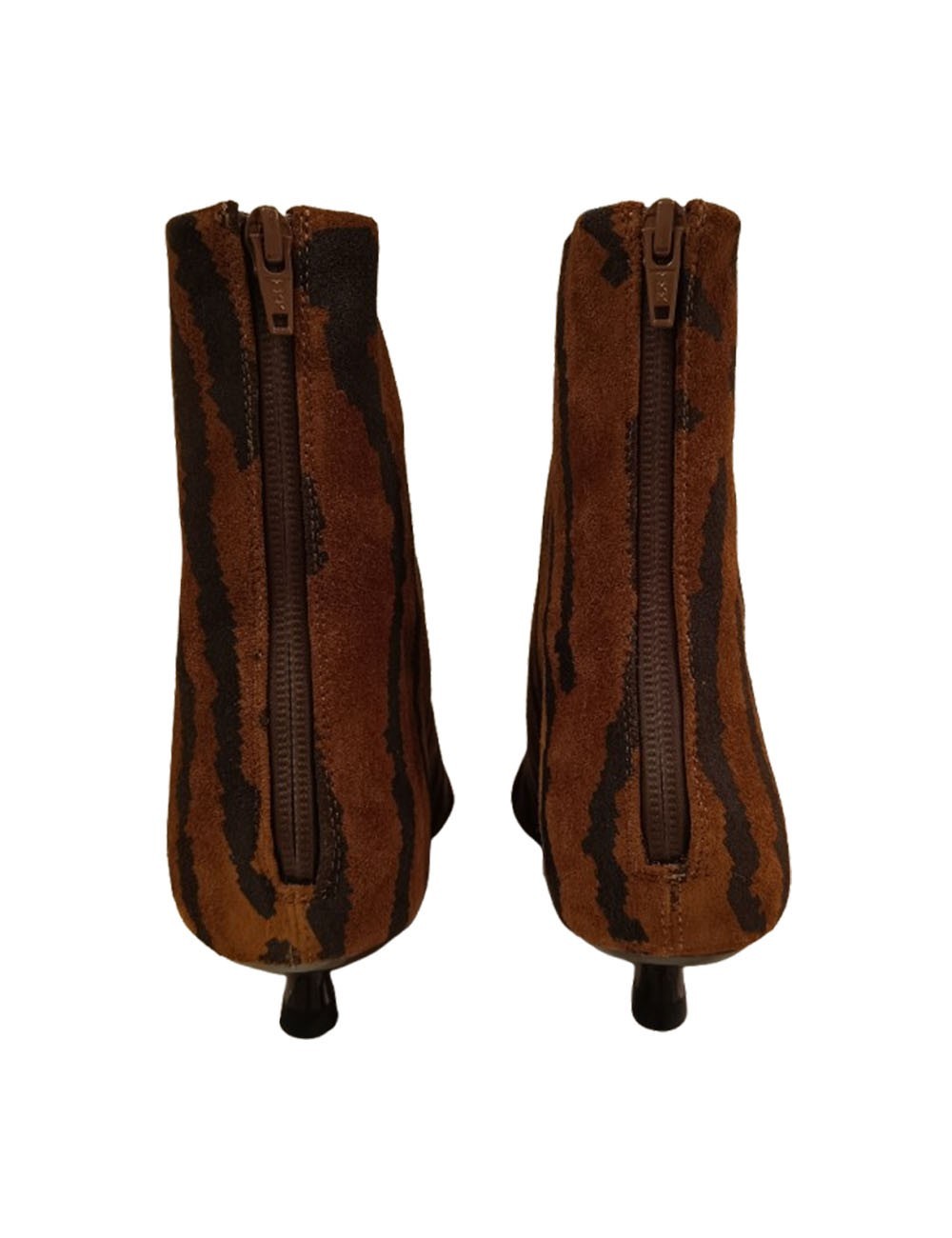 Stivaletto in pelle Genoa abstract print cognac