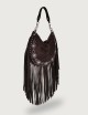 Borsa a spalla RODEO Plus in Suede con Frange marrone