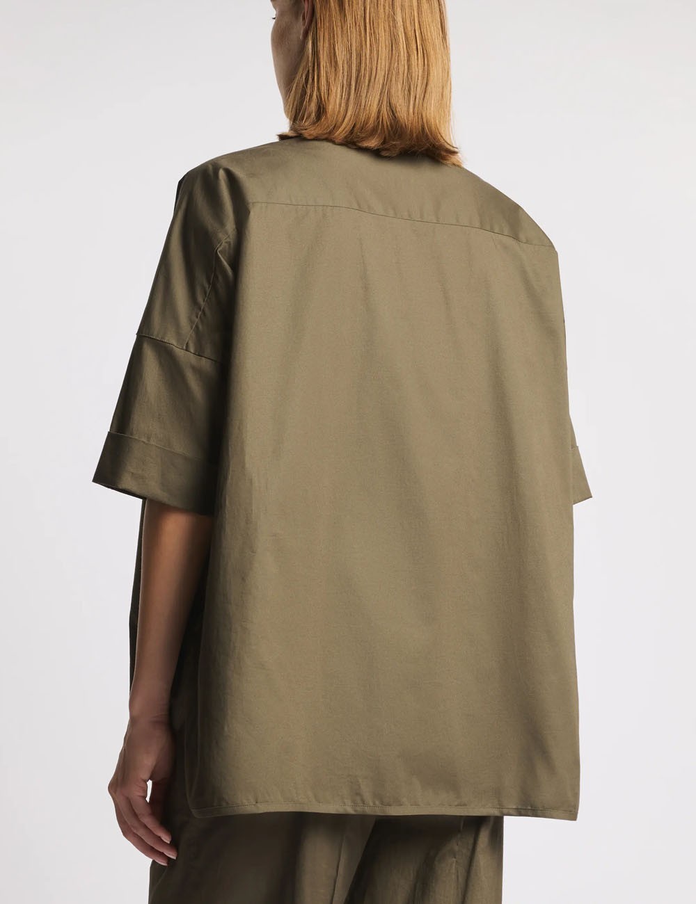 Camicia Comfort Fit in Popeline Stretch verde