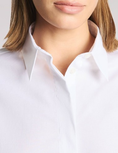 Camicia Comfort Fit in Popeline Stretch bianca