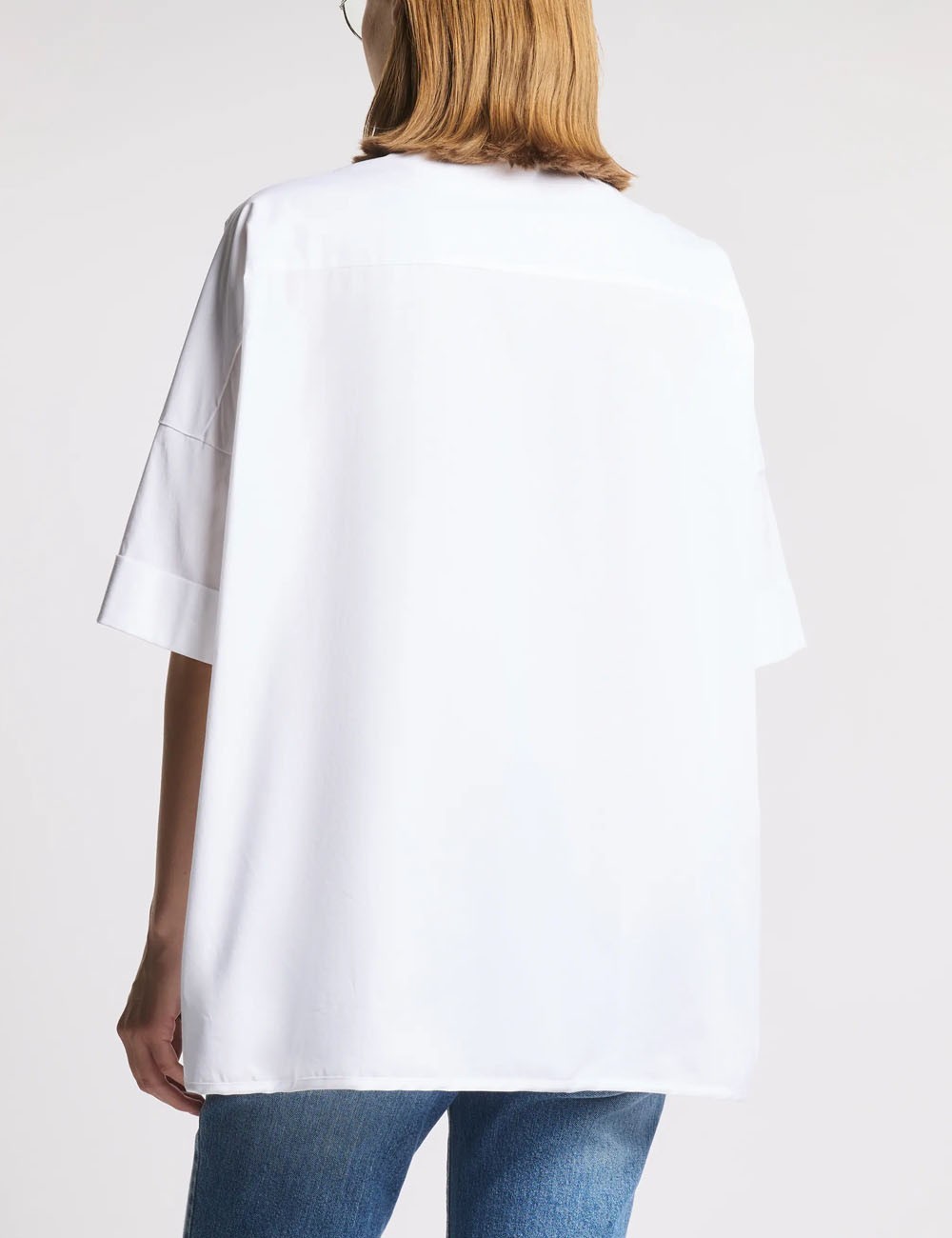 Camicia Comfort Fit in Popeline Stretch bianca