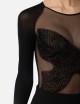 Bodysuit in jersey and tulle with crystals black