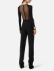 Bodysuit in jersey and tulle with crystals black