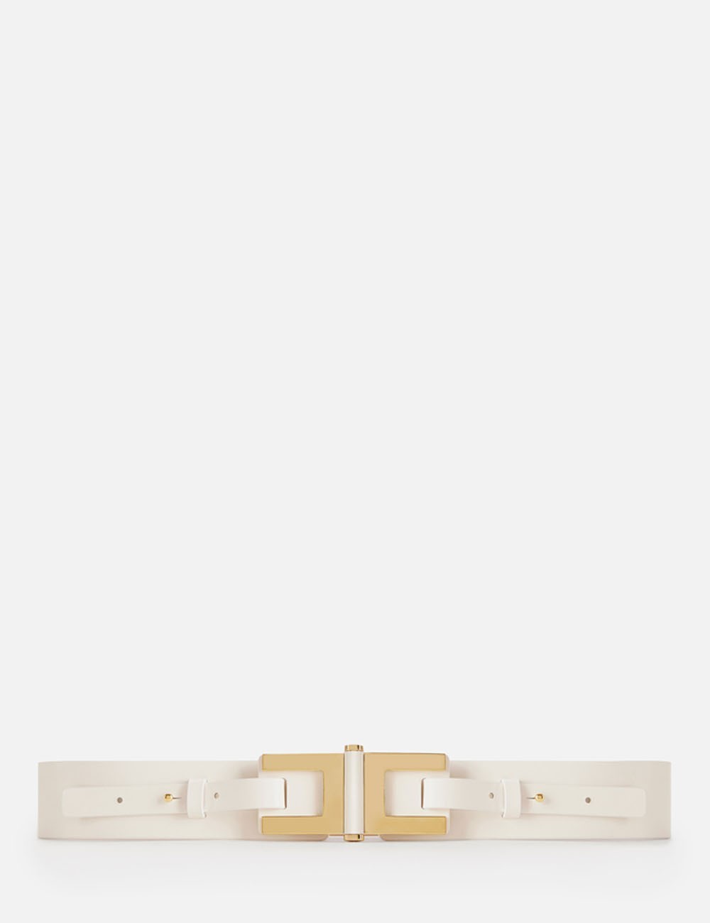 Leather belt with logo detail ivory