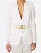 Leather belt with logo detail ivory