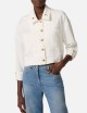 Gabardine pea coat with jewel buttons ivory