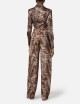 Trousers in lightweight jersey fabric with alligator print cocoa
