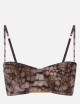 Reggiseno in cady e tulle con stampa alligatore cacao