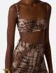 Reggiseno in cady e tulle con stampa alligatore cacao