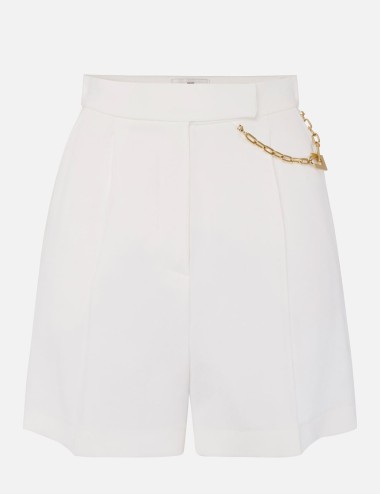Shorts in gabardine fabric with jewel logo ivory