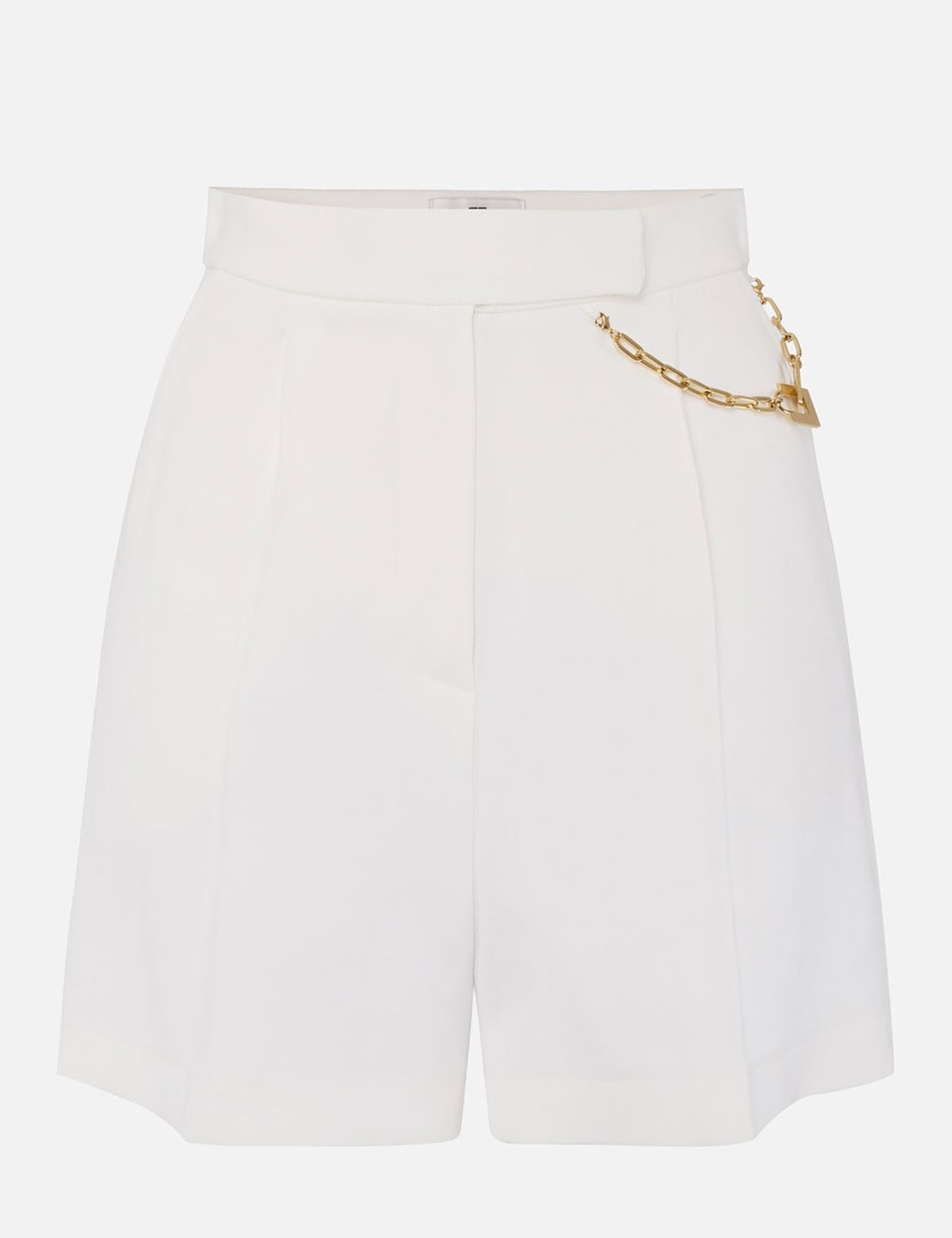 Shorts in gabardina con logo gioiello avorio