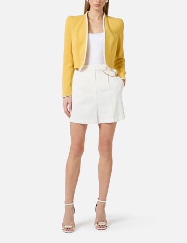 Shorts in gabardine fabric with jewel logo ivory