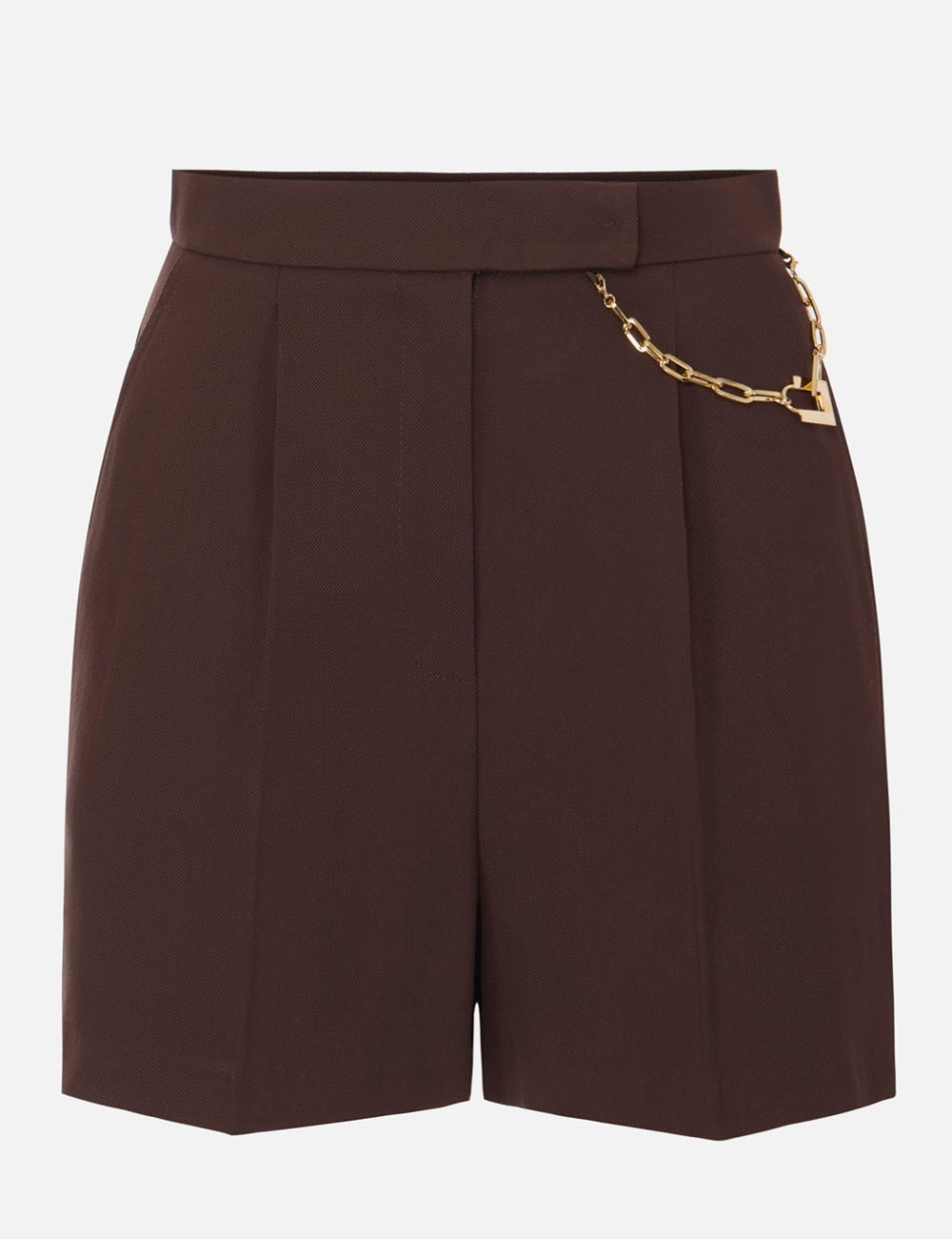 Shorts in gabardine fabric with jewel logo cocoa