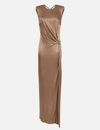 Red Carpet dress in shiny viscose jersey argilla