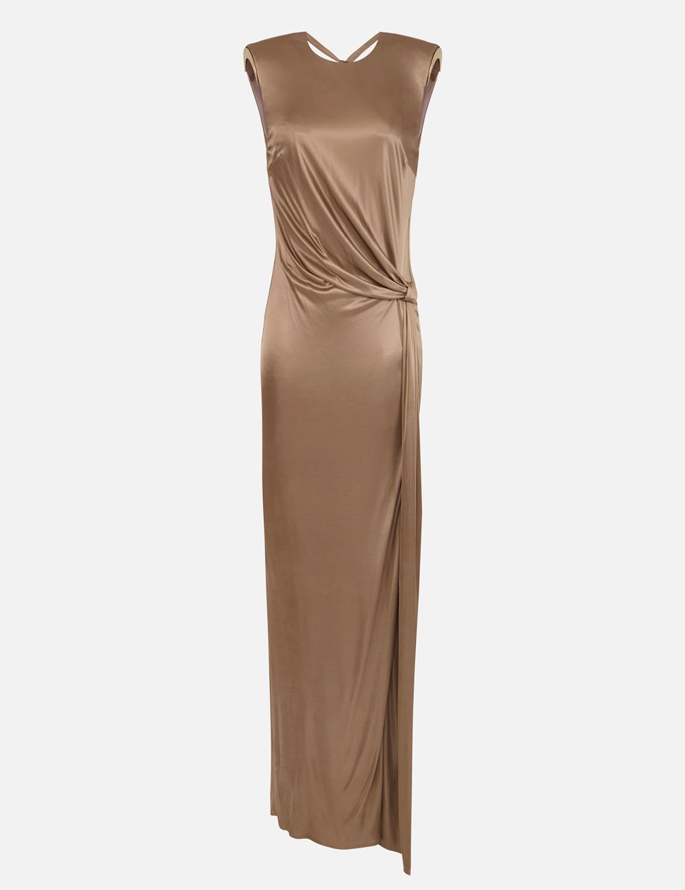 Red Carpet dress in shiny viscose jersey argilla