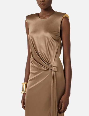 Red Carpet dress in shiny viscose jersey argilla