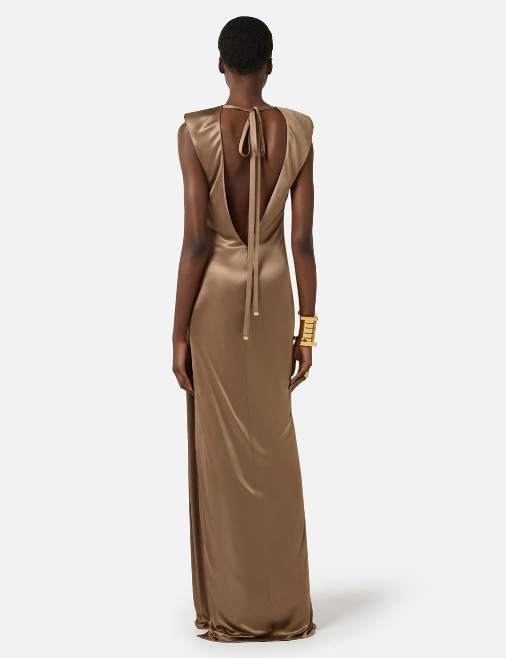 Abito Red Carpet in jersey di viscosa lucida argilla