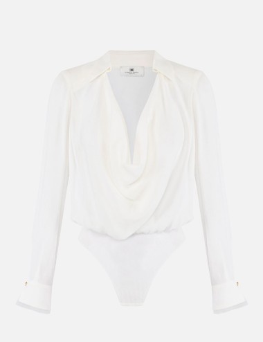 Bodysuit in viscose georgette fabric ivory