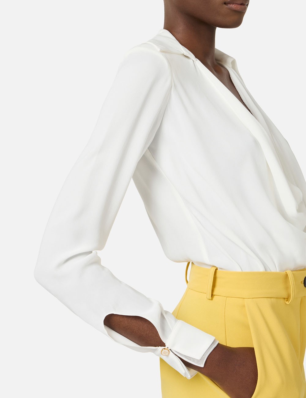 Body in georgette di viscosa avorio