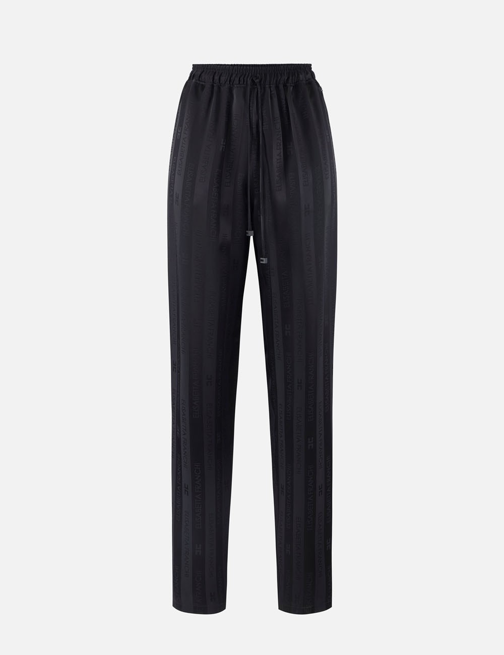 Satin trousers with jacquard stripes black