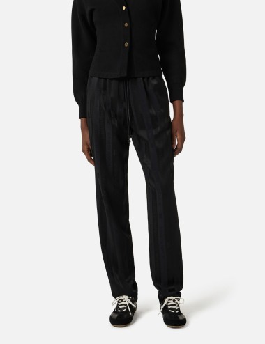 Satin trousers with jacquard stripes black