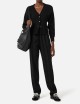 Pantaloni in satin con righe jacquard nero