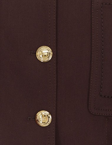 Caban in gabardina con bottoni gioiello cacao