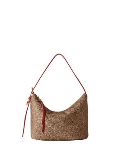 Borsa a spalla Prive piccola beige red papaya