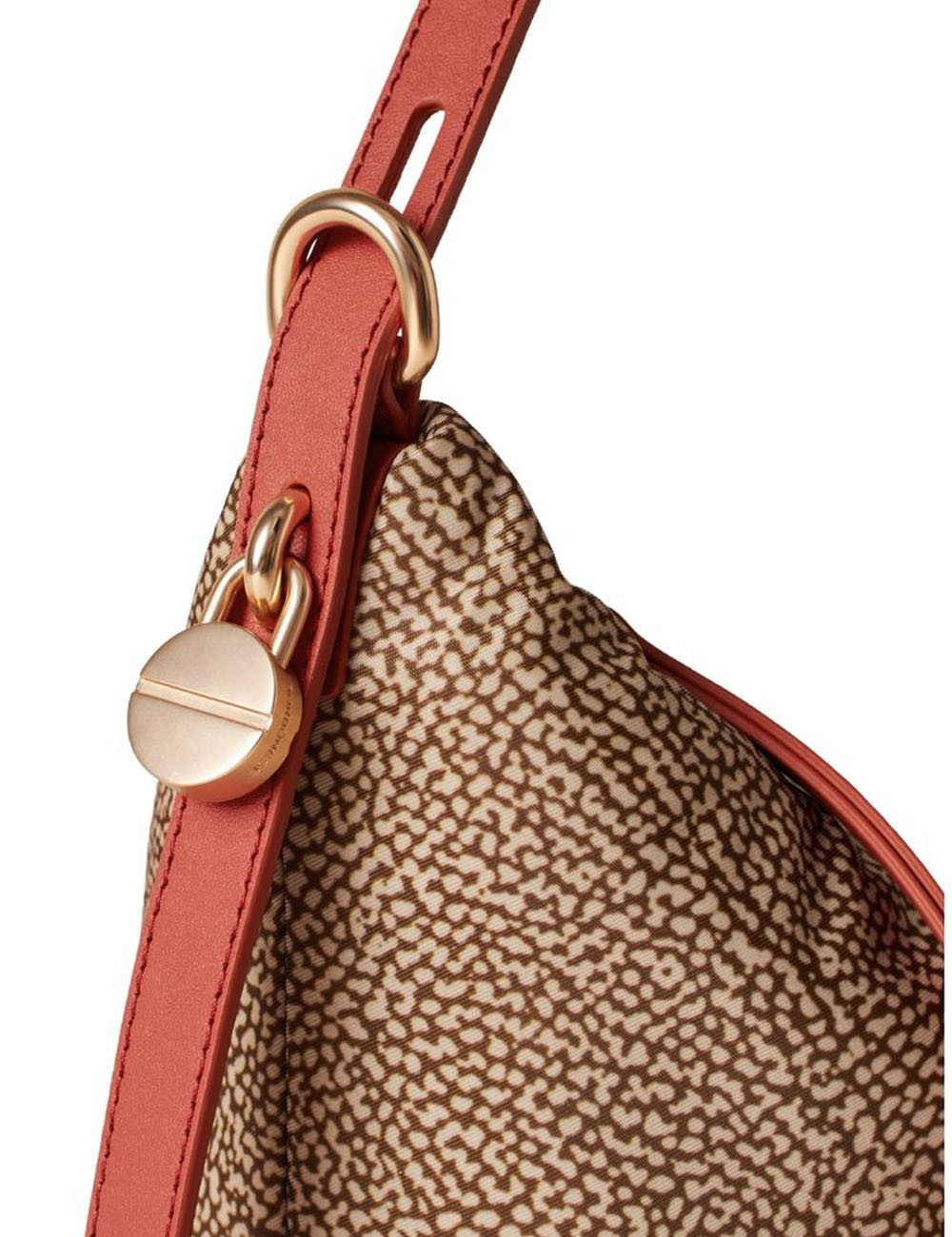 Borsa a spalla Prive piccola beige red papaya