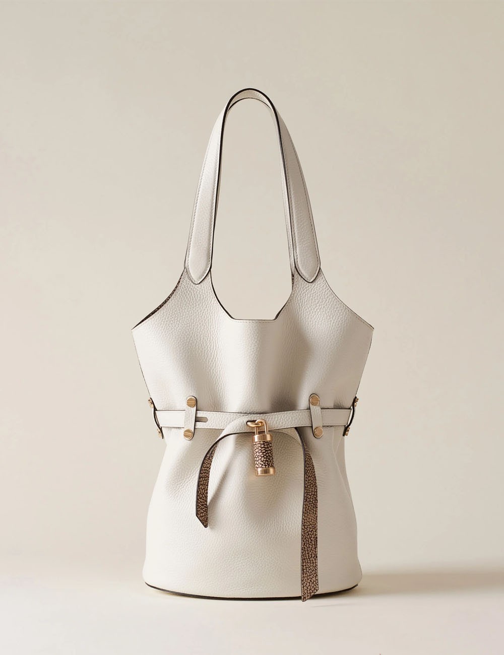 SECCHIELLO SMALLPREMIERE WHITE COTTON/CUOIO