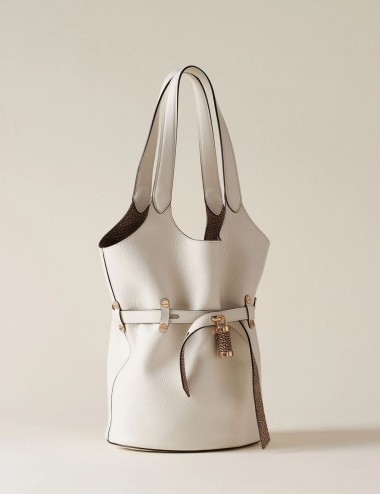 SECCHIELLO SMALLPREMIERE WHITE COTTON/CUOIO