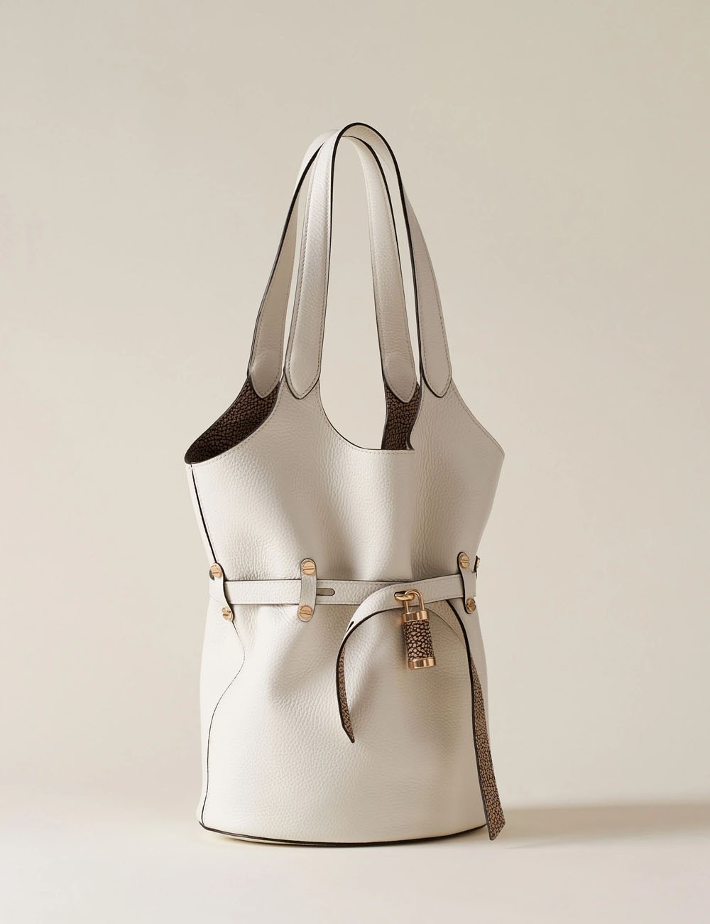 SECCHIELLO SMALLPREMIERE WHITE COTTON/CUOIO