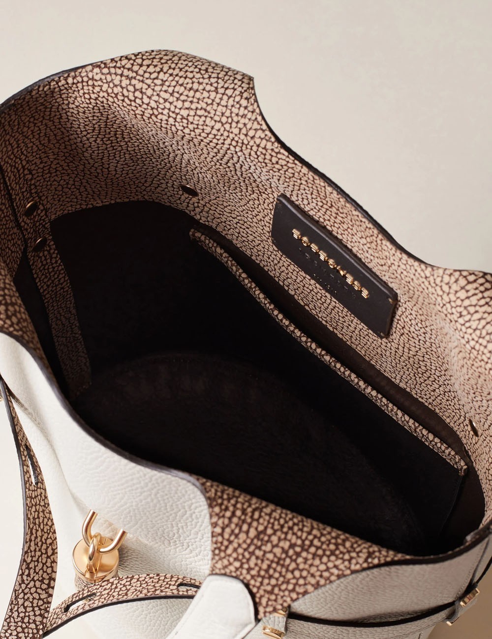 SECCHIELLO SMALLPREMIERE WHITE COTTON/CUOIO