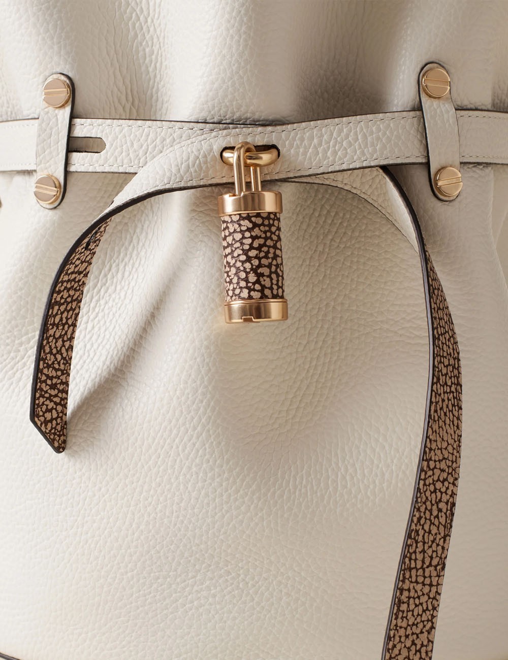 SECCHIELLO SMALLPREMIERE WHITE COTTON/CUOIO