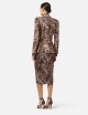Jacket in crêpe fabric with alligator print cocoa