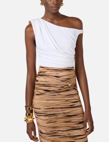 Bodysuit in jersey fabric with jewel shoulder detail ivory