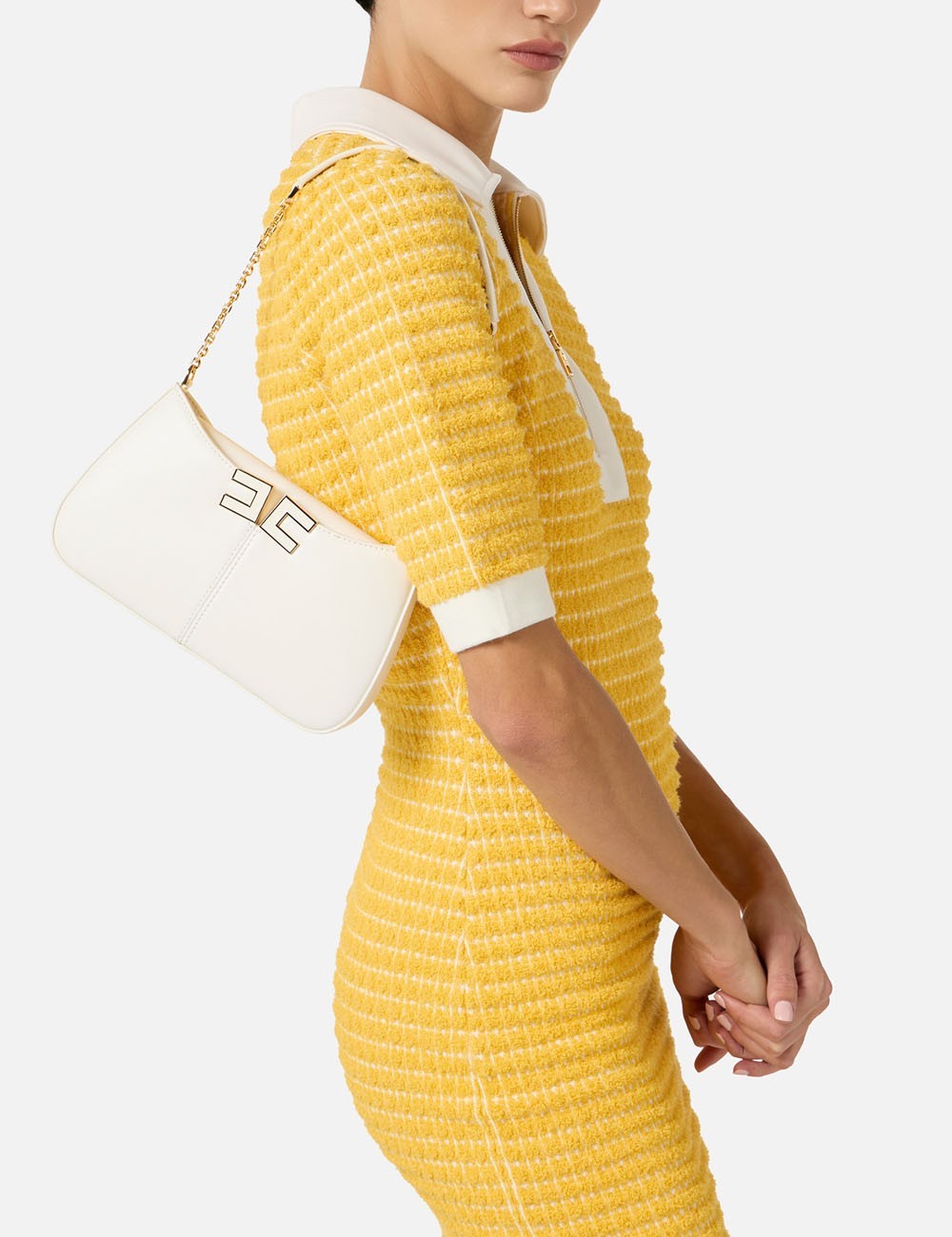 Over-the-shoulder bag with logo detail avorio