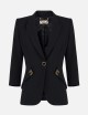 Jacket in double layer stretch crêpe fabric with logo details black