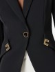 Jacket in double layer stretch crêpe fabric with logo details black