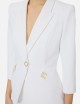 Jacket in double layer stretch crêpe fabric with logo details ivory
