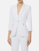 Jacket in double layer stretch crêpe fabric with logo details ivory